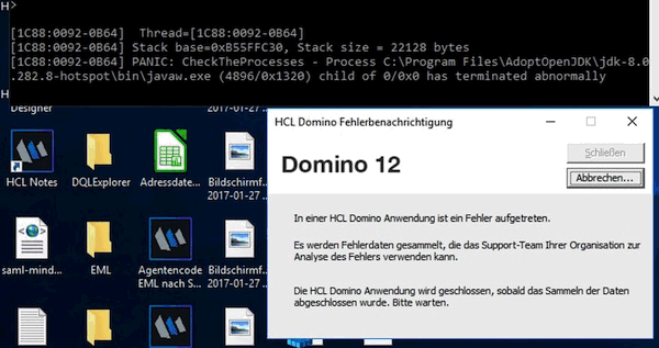 Image:Domino crashes with "CheckTheProcesses" message - explanation and workaround for dev environments
